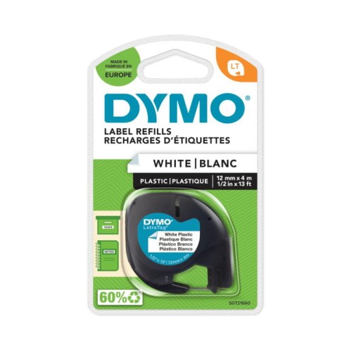 Taśma plastikowa Dymo LetraTAG 12mm x 4m - biała