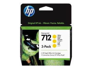 Oryginalny Tusz do drukarki HP 712 Żółty 3ED79A Trójpak