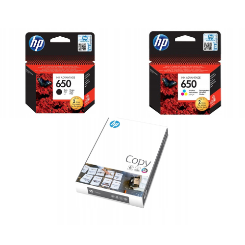 Tusz do drukarki HP 650 Czarny CZ101AE + Tusz HP 650 Kolor CZ102AE + HP COPY