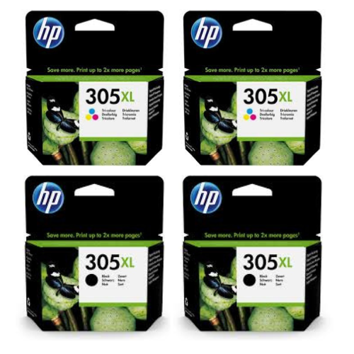 2x Tusz do drukarki HP 305XL Czarny 3YM62AE + 2x Tusz HP 305XL Kolor 3YM63AE